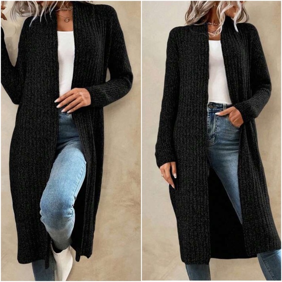 Cozy Open Front Knit Oversized Cardigan - Picture 2 of 3